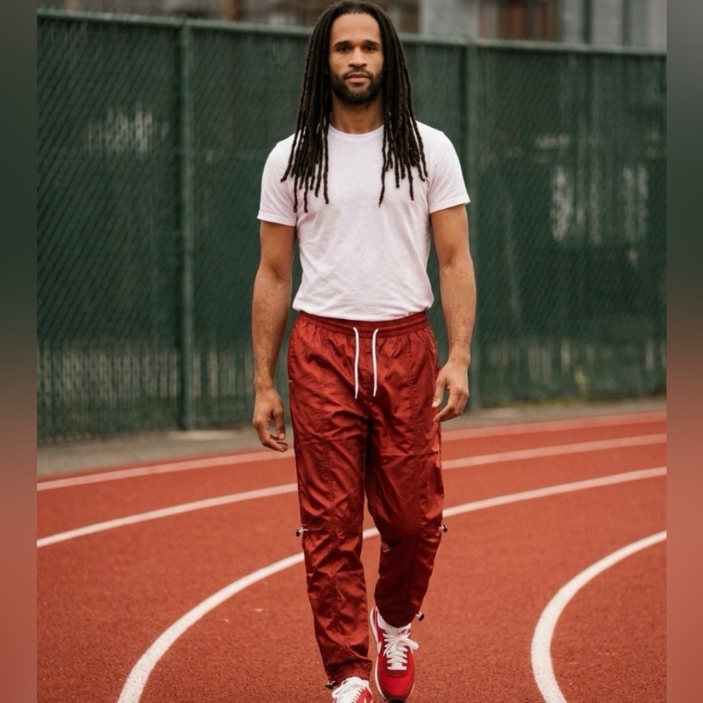 NWT EPTM USA Men’s Adjustable Elastic Cord Hyper Jogger Pants Red - Size Medium